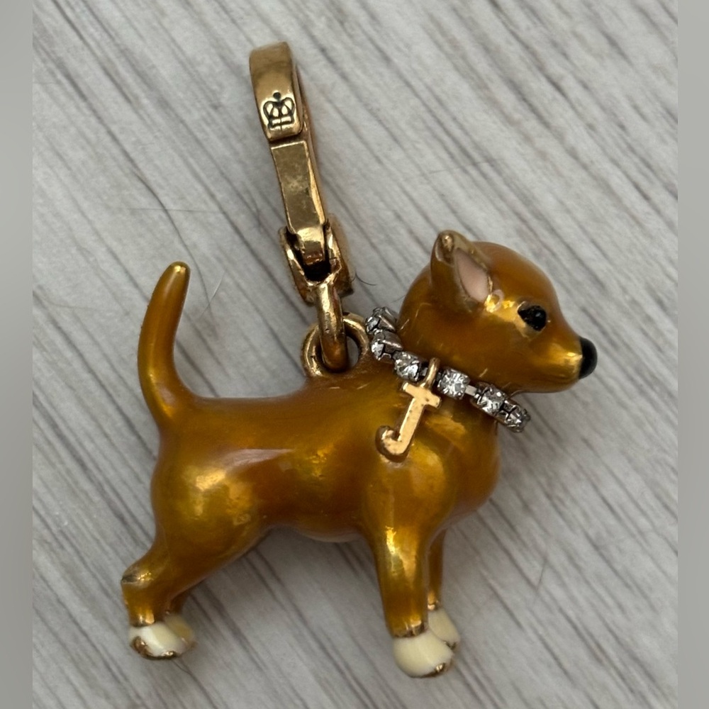 Juicy Couture RARE Chihuahua Dog w/ Faux Diamond Collar & J Charm Lobster Clasp